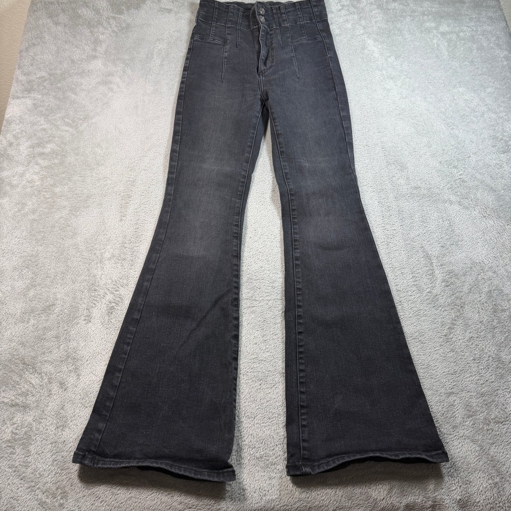 We The Free Flare Jeans Womens 27 Black High Rise Just Float On Flare OB1209971